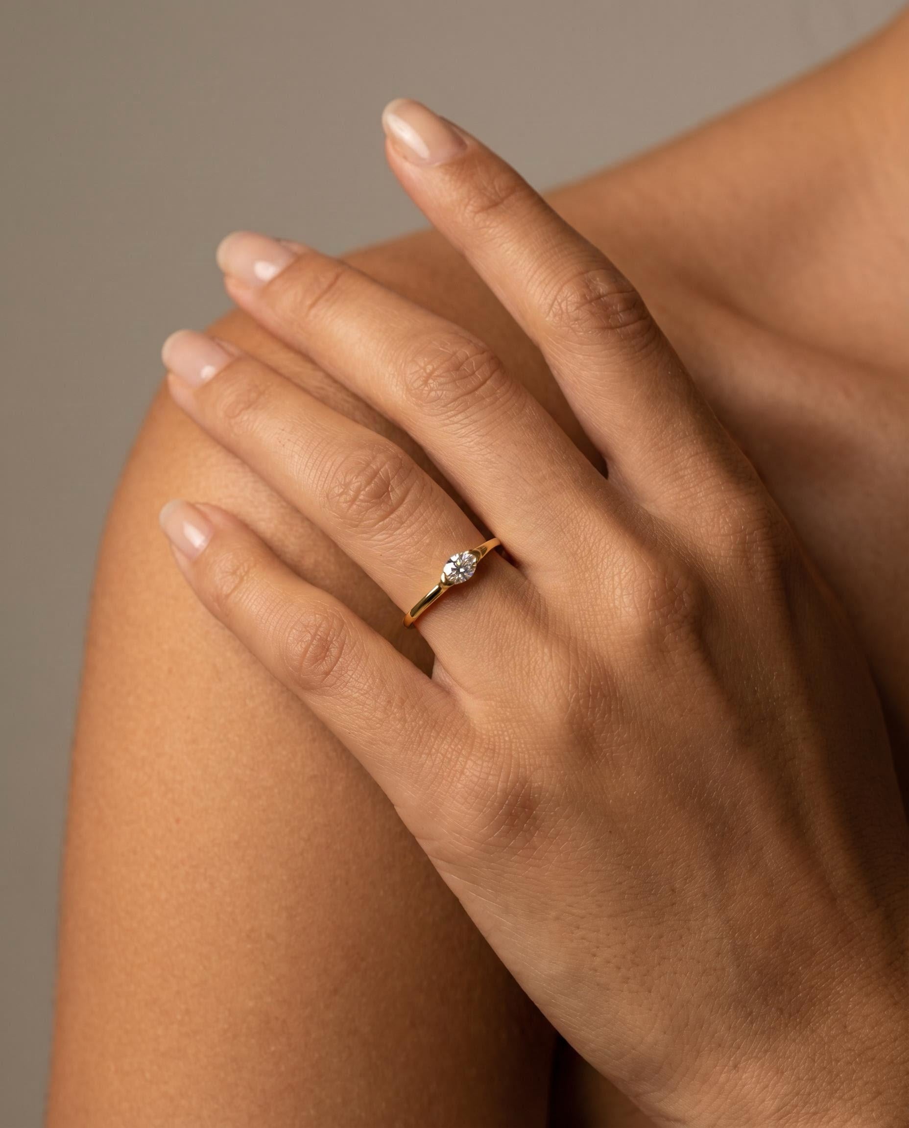 Oval Solitaire Partial Bezel Ring