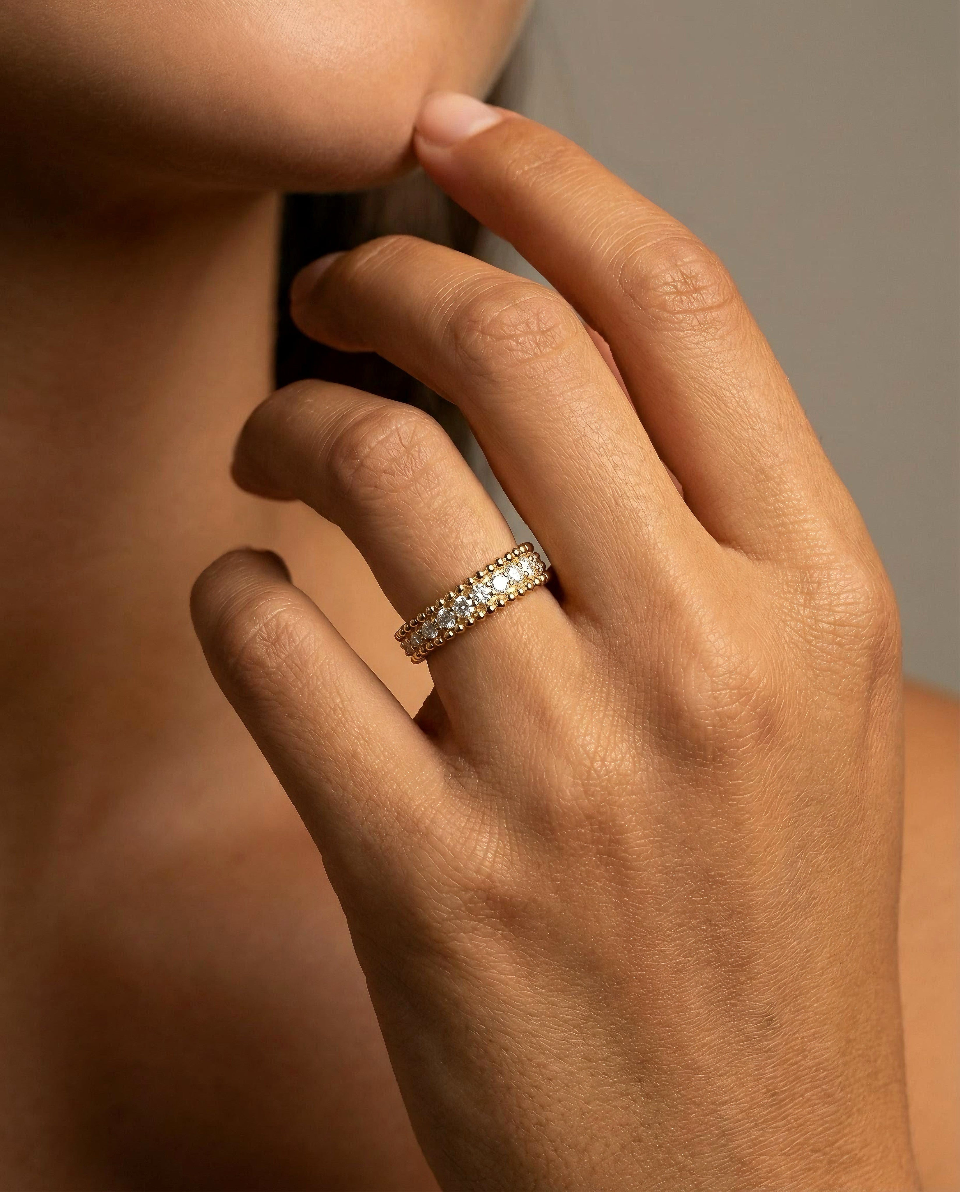 Beaded Pavé Eternity Ring
