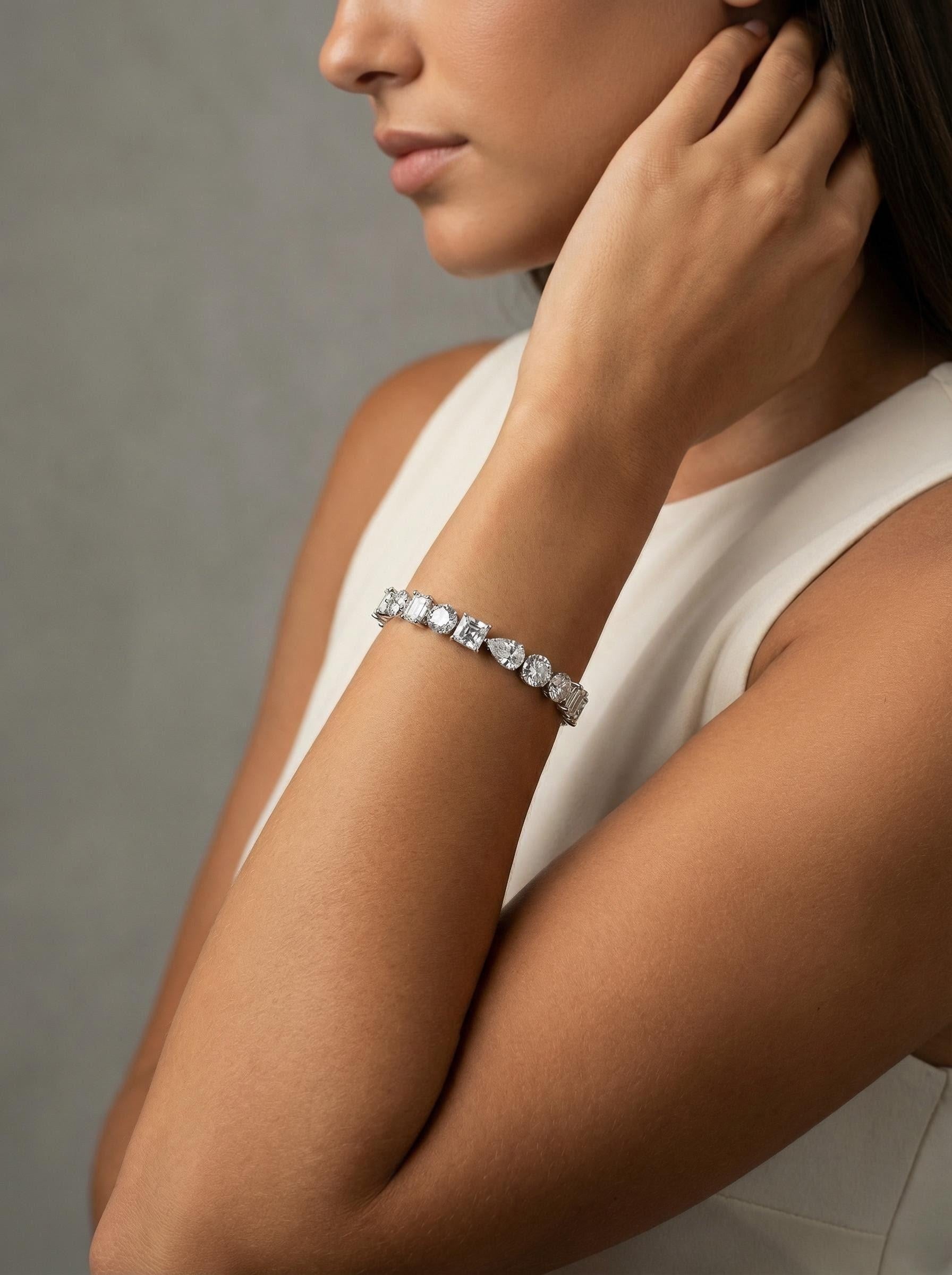 Multi-Classic Fancy Cut Alternating Pavé Bracelet