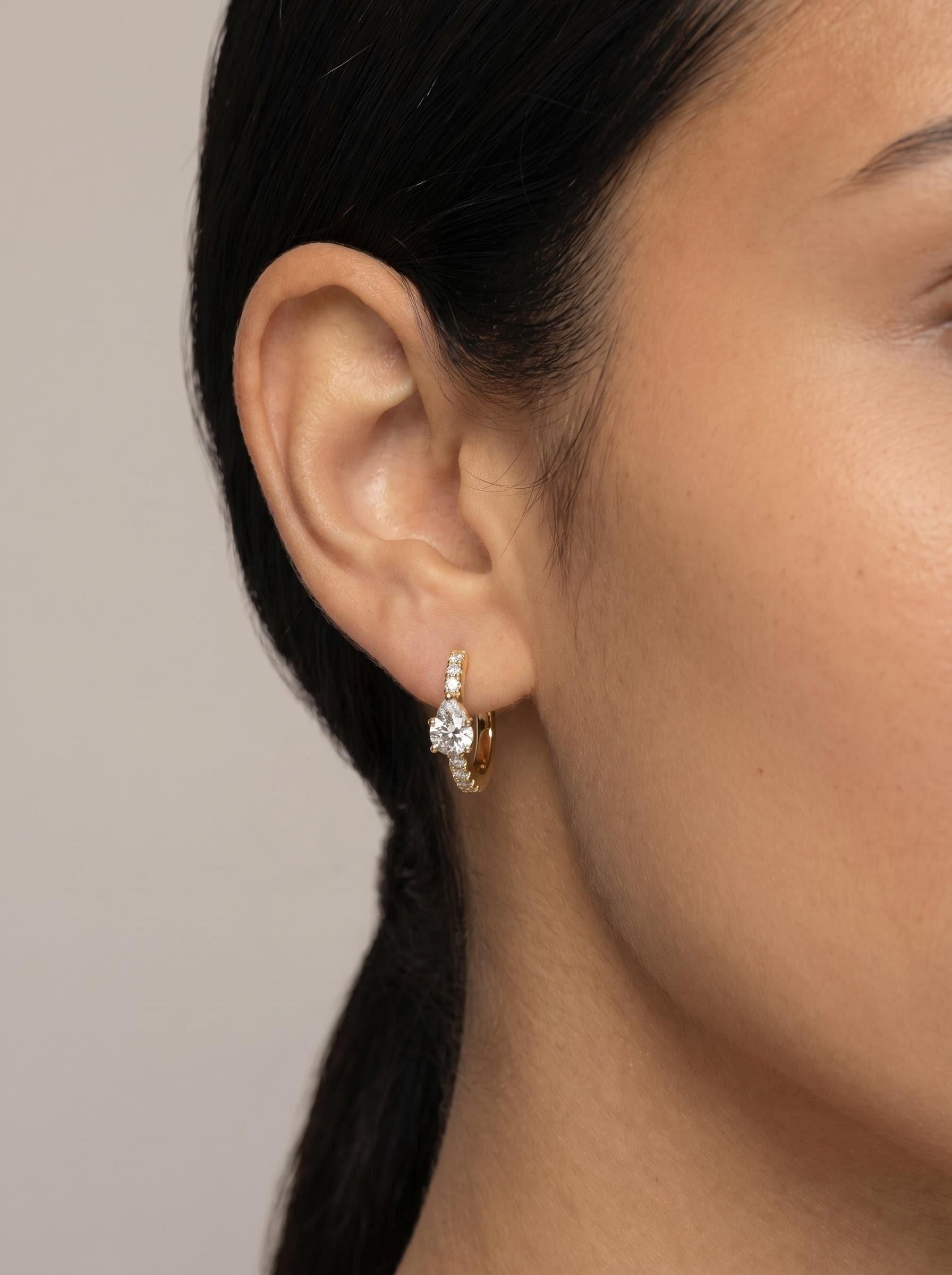 Pear Cut Pavé Hoop Earrings