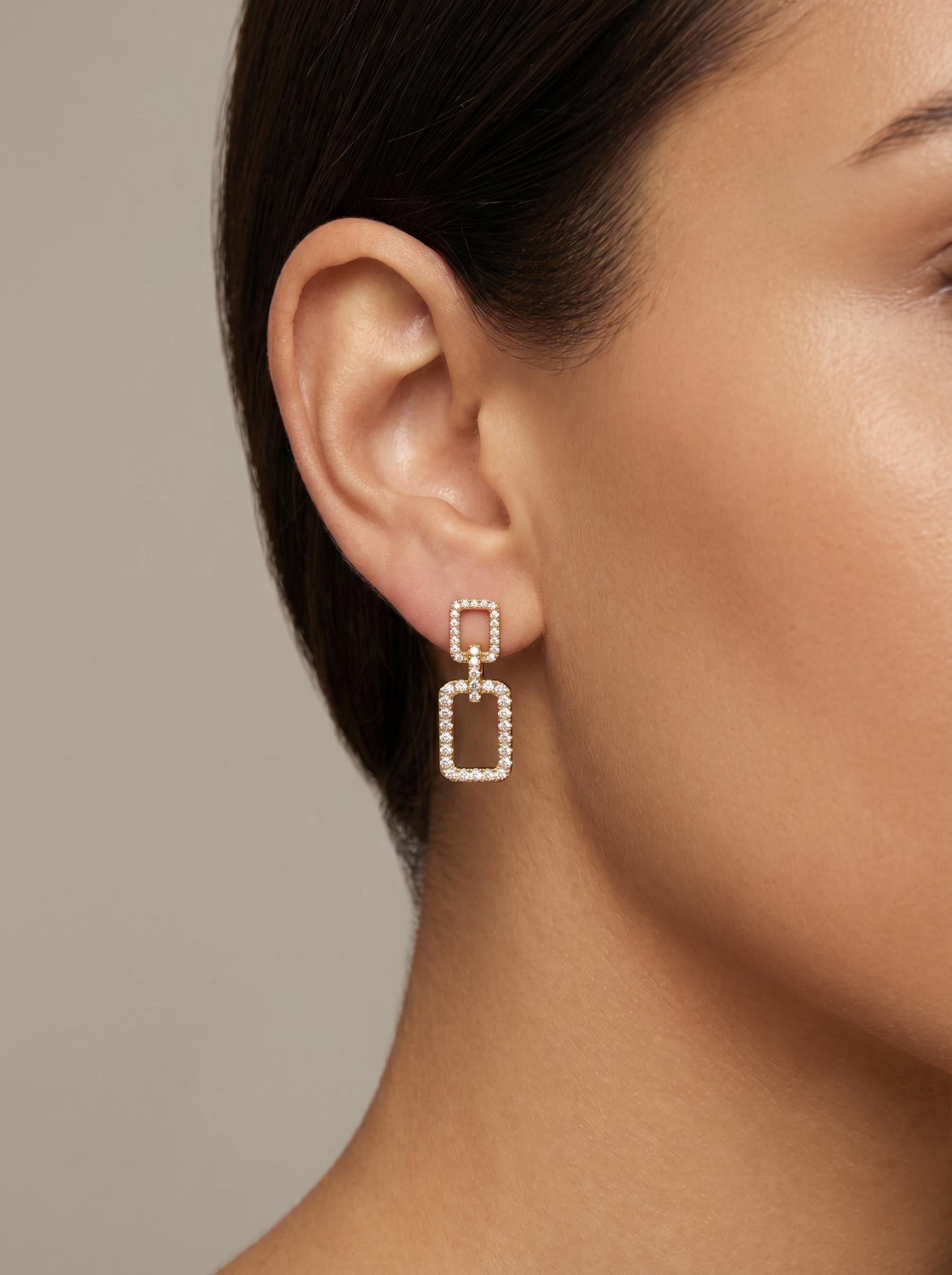 Double Rectangle Link Drop Earrings