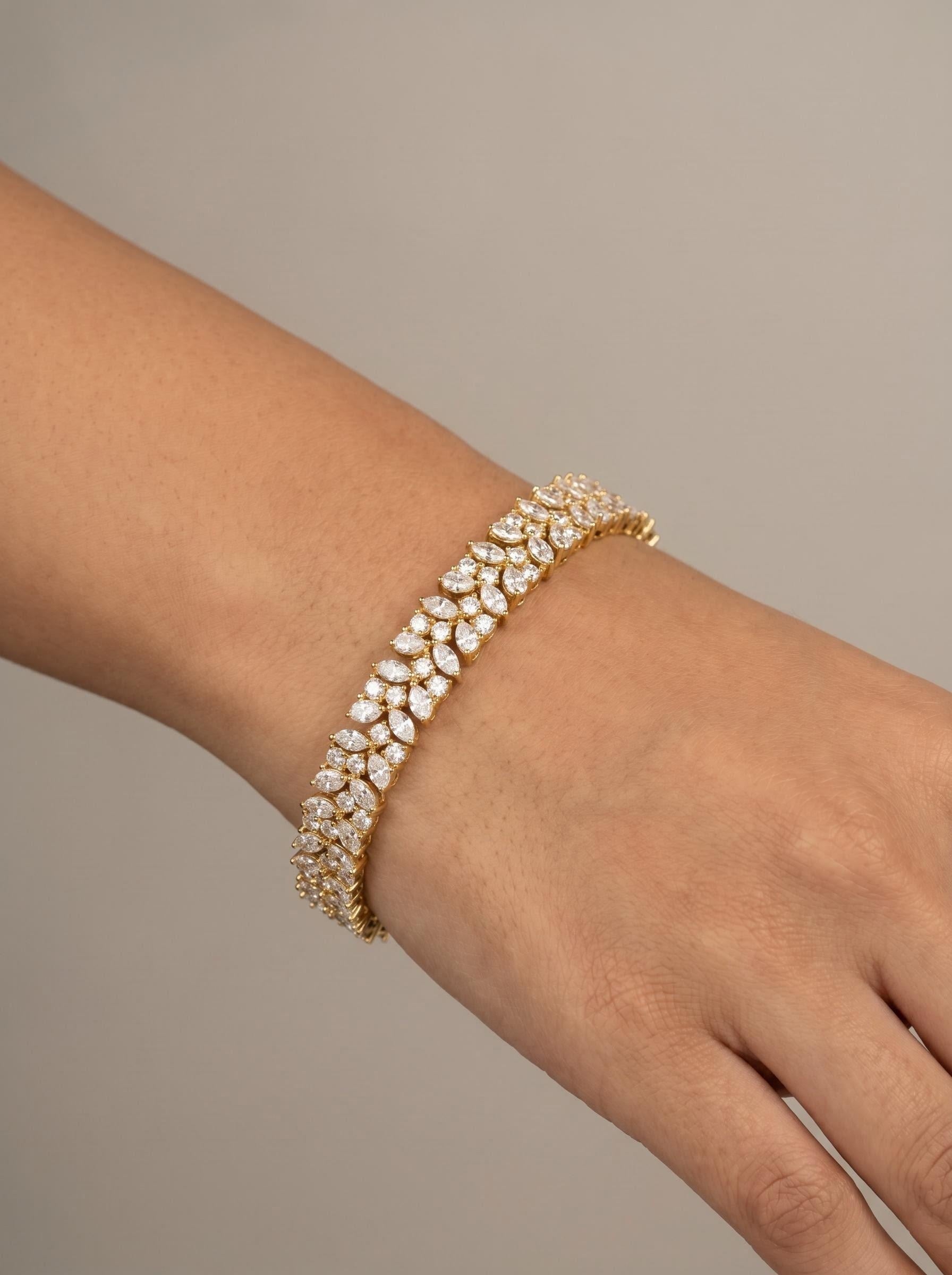Marquise-Cut Double-Row Full Pave Bracelet