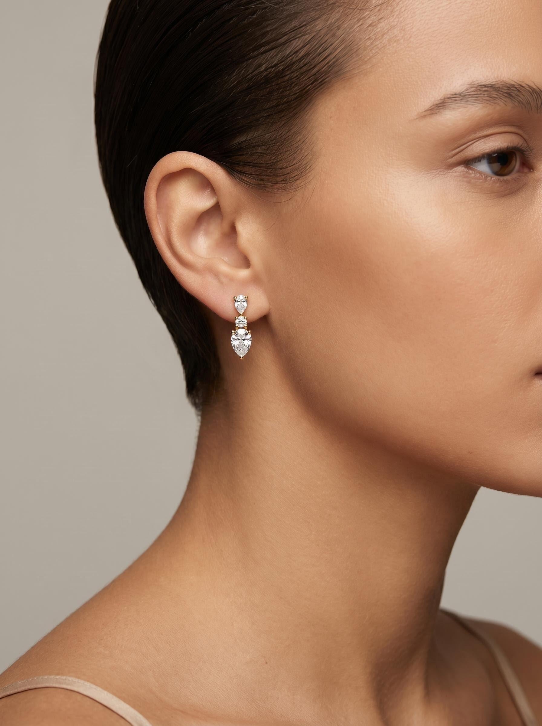 Pear Step Drop Earrings