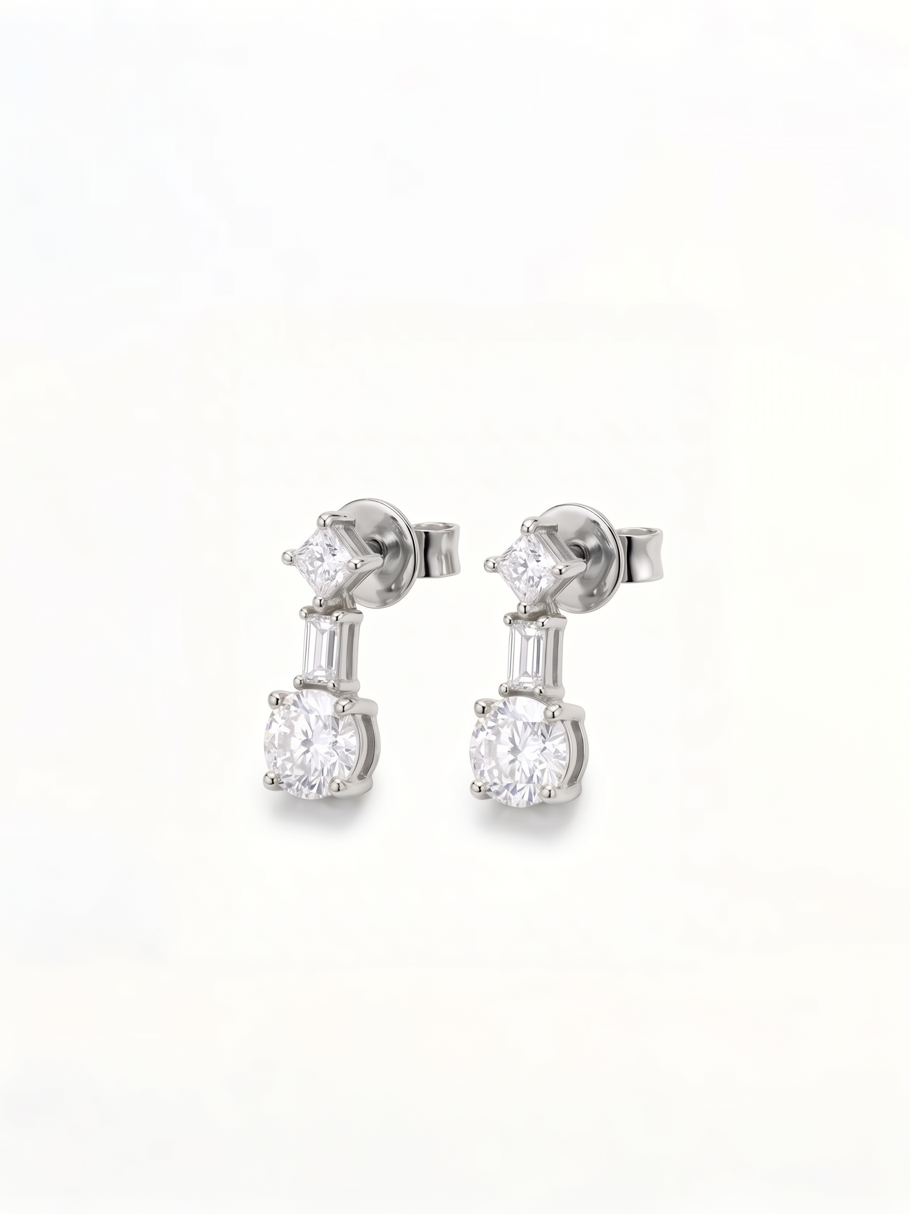 Three-Stone Multi-Cut Drop Earrings by EOBO