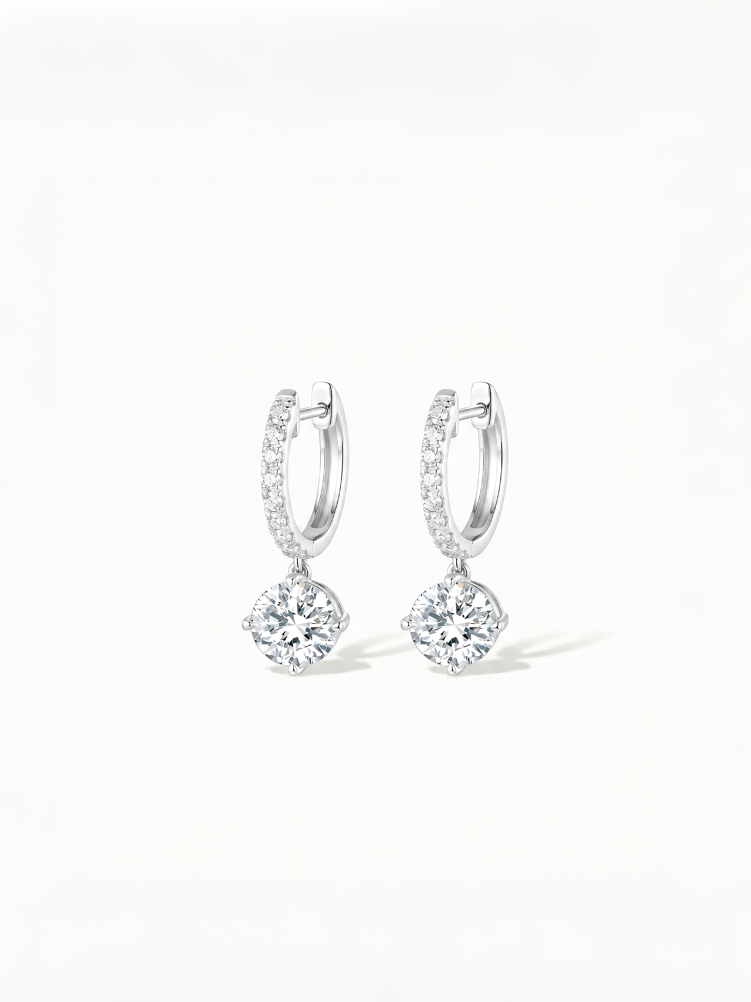 Round Brilliant Drop Chain Hoop Earrings