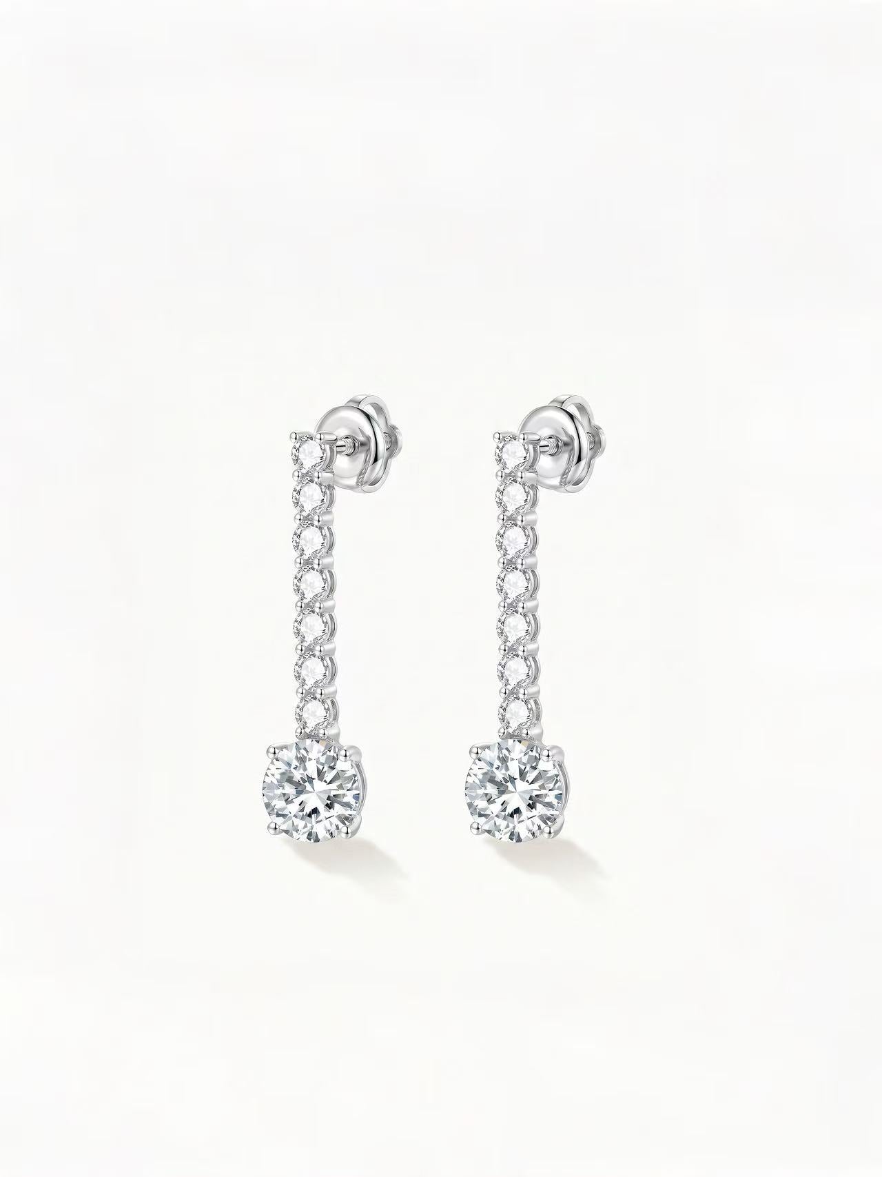 Round Brilliant Pavé Drop Earrings by EOBO