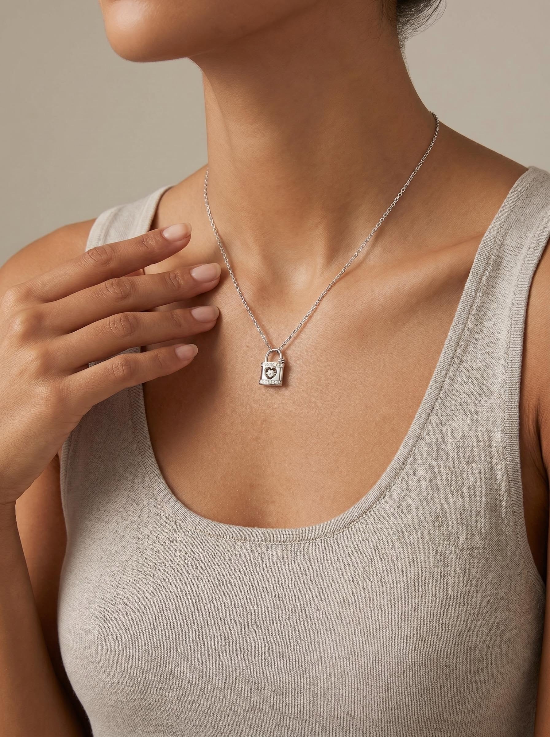 Heart Lock Lab-Grown Diamond Necklace