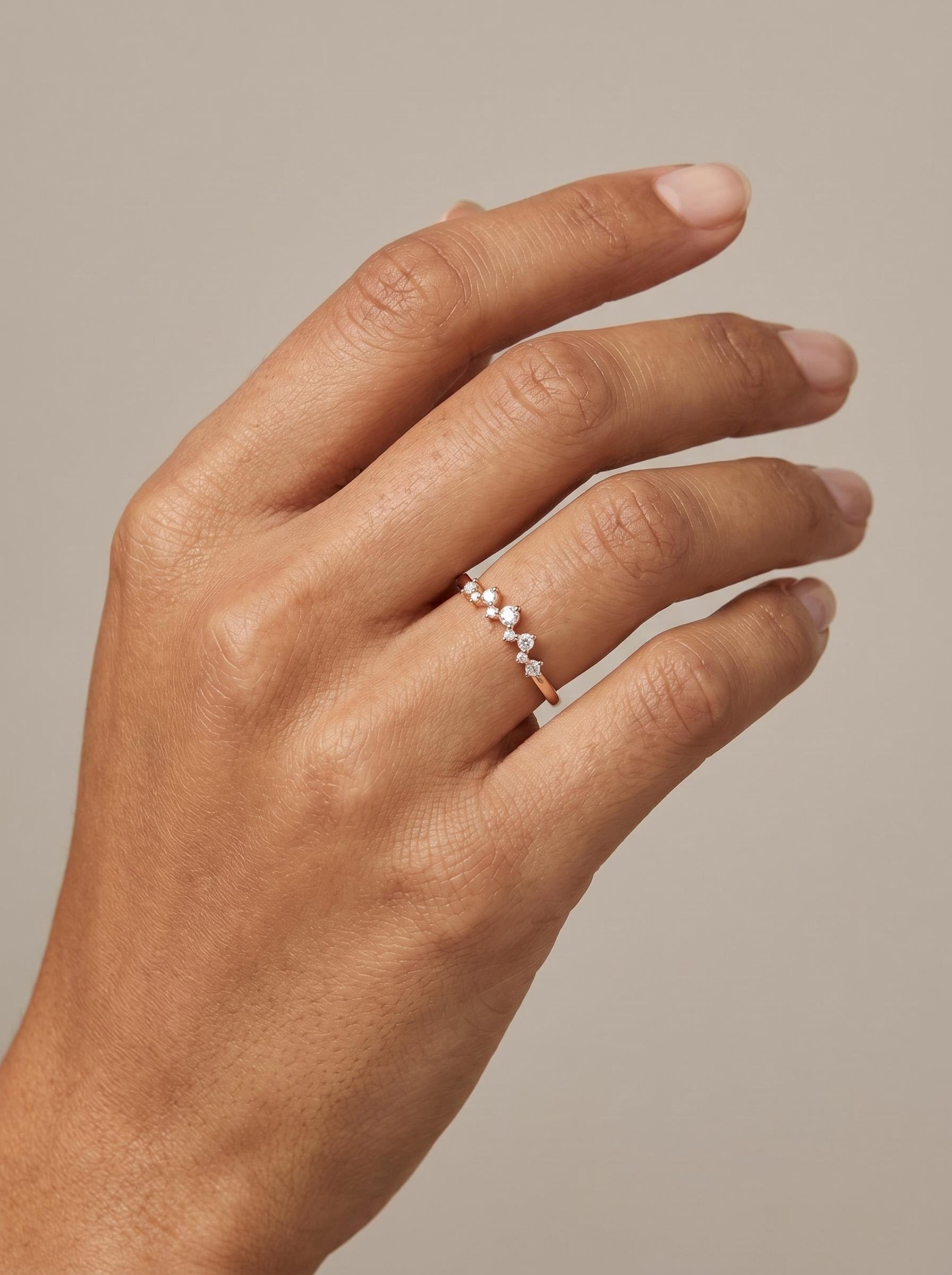 Crown Arc Nine-Stone Ring