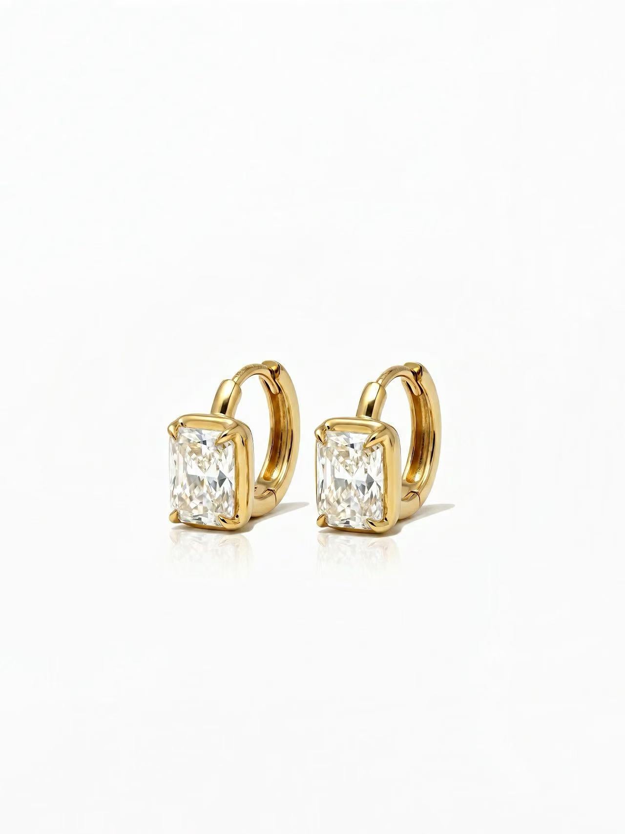 Radiant-Cut Solitaire Hoop Earrings