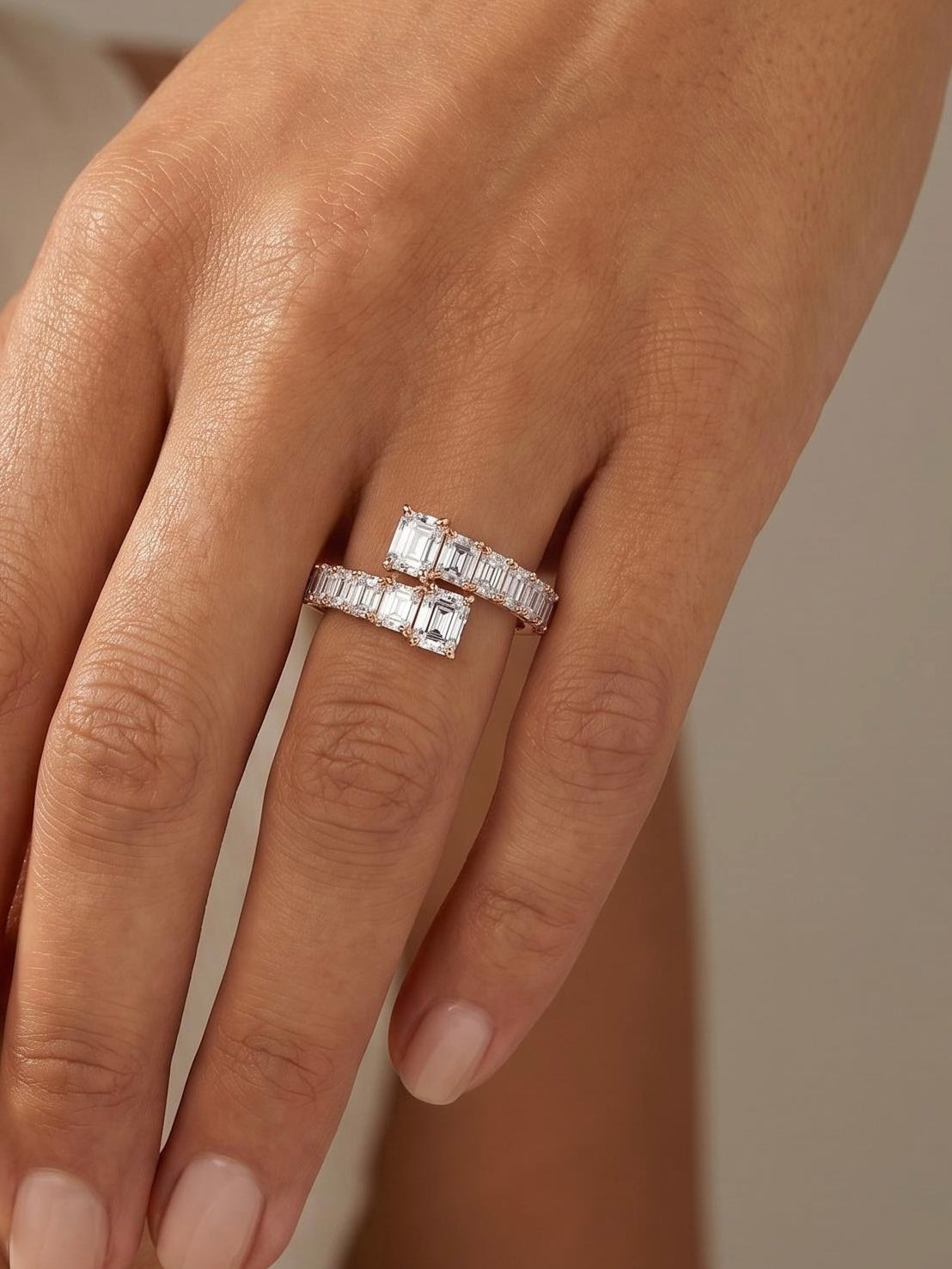 Baguette Crisscross Pavé Ring