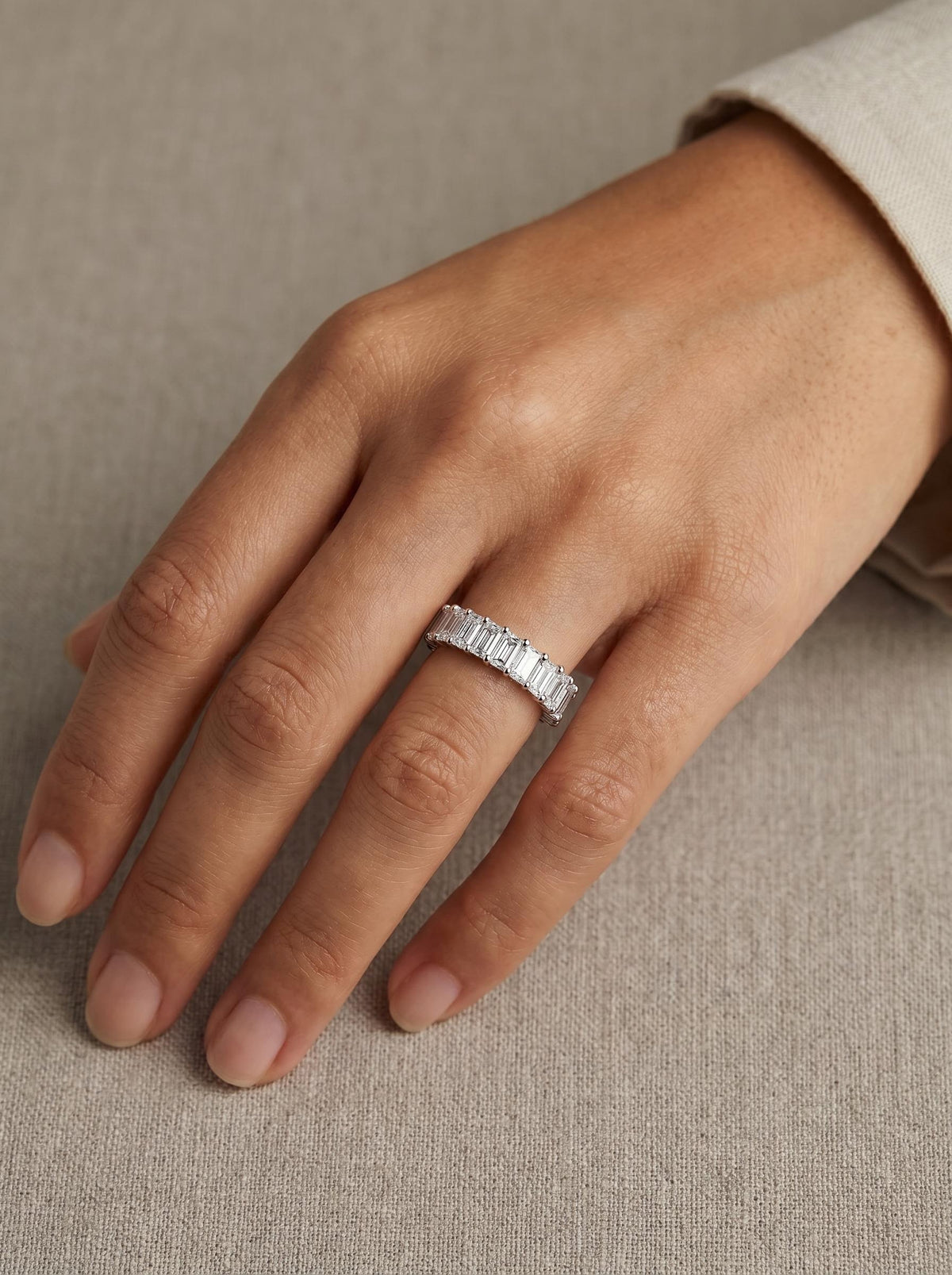 Emerald Pavé Eternity Ring