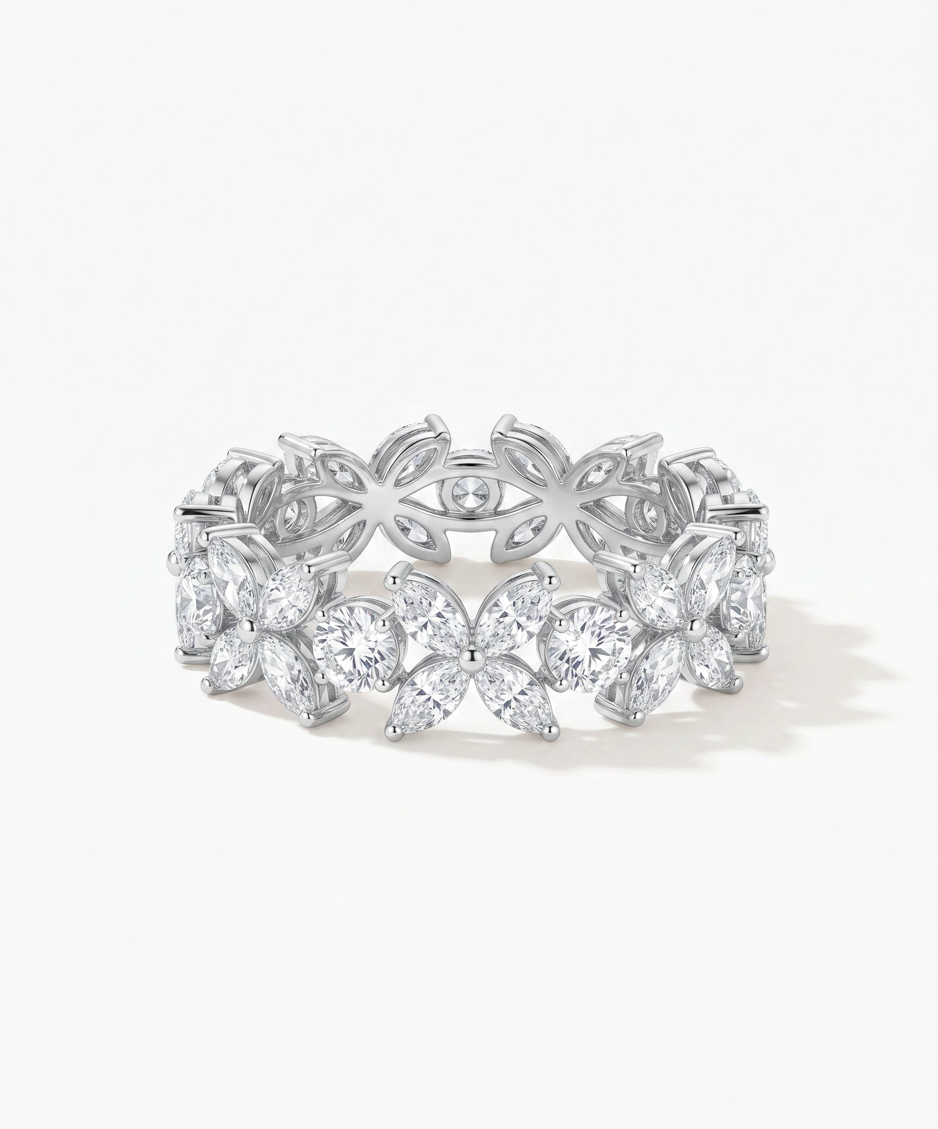 Floral Marquise & Round Pavé Ring
