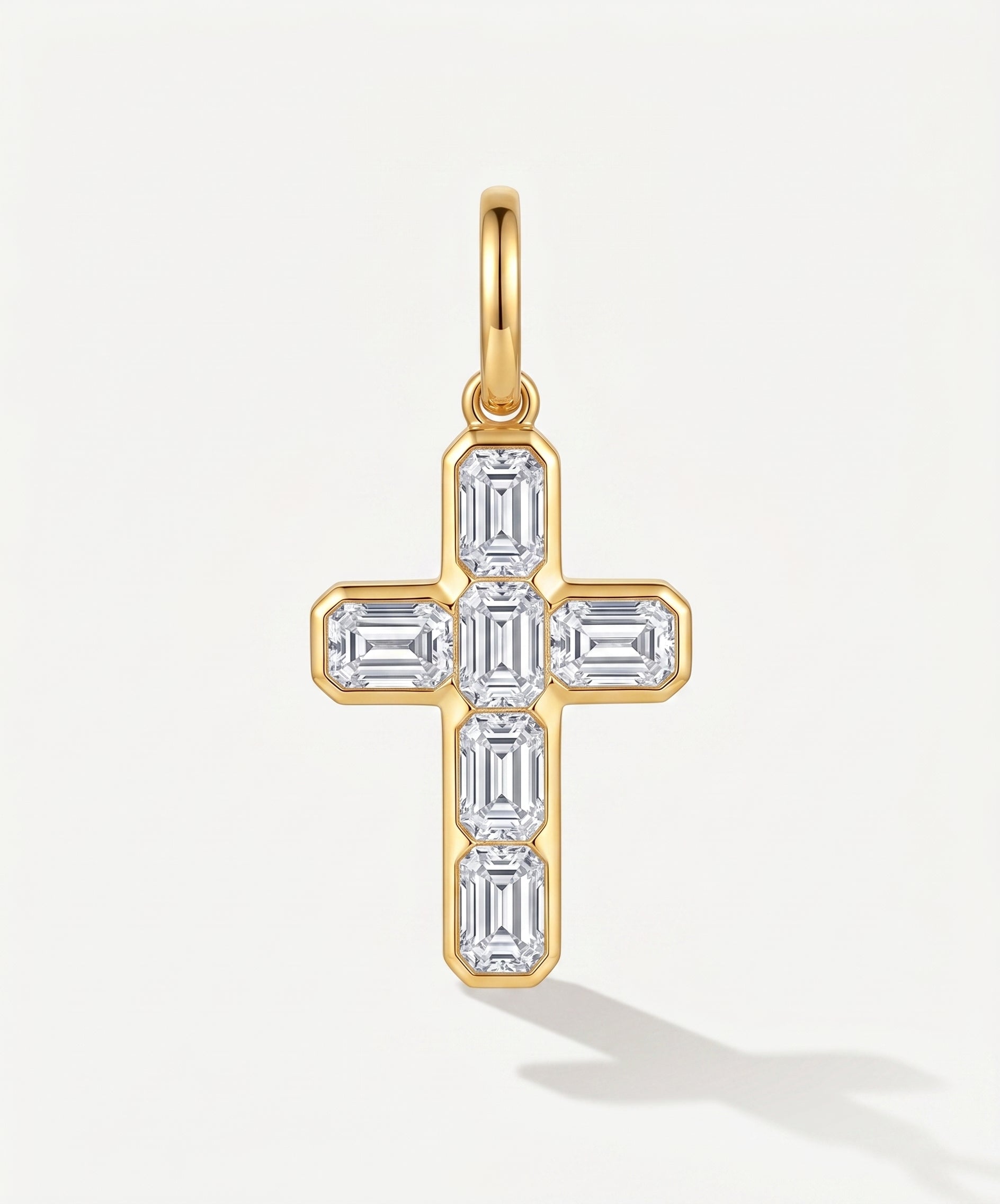 Round Brilliant-Cut Full Pavé Cross Pendant Delicate Chain Necklace by EOBO